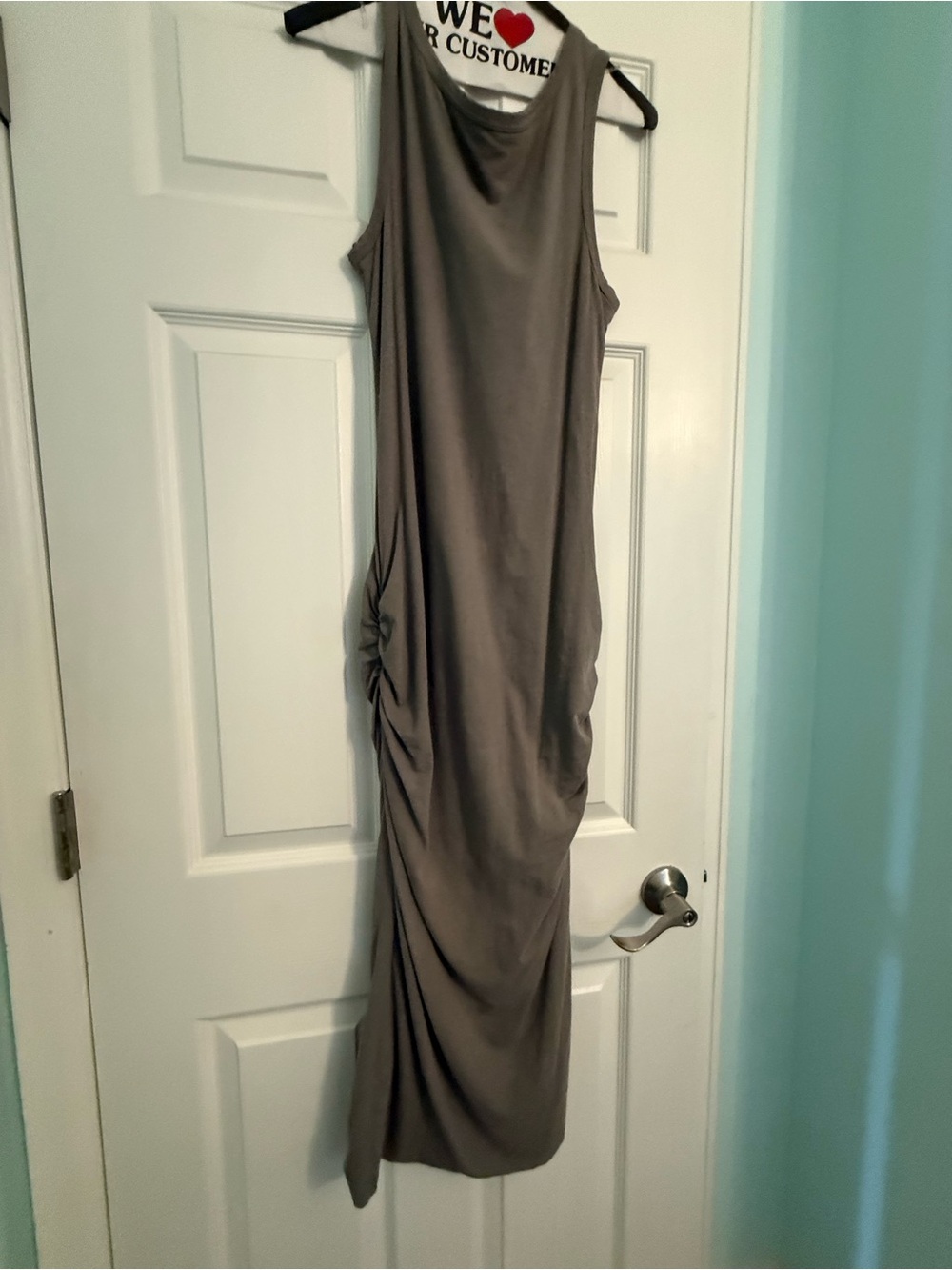 James Perse Sleeveless Gray Ruched Midi Dress